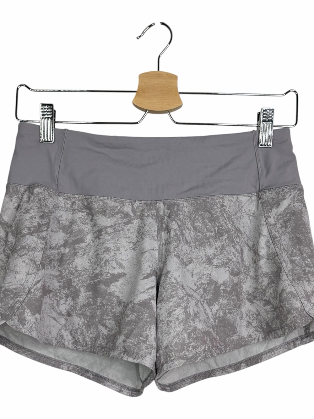 Lululemon Women’s Sz 4 Run Times Shorts Athletic Activewear Gray Marble Pattern